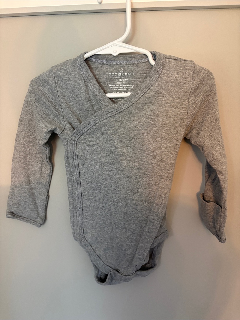 Pack of 4 a Gray Long-Sleeve Wrap Bodysuit 12-18M
